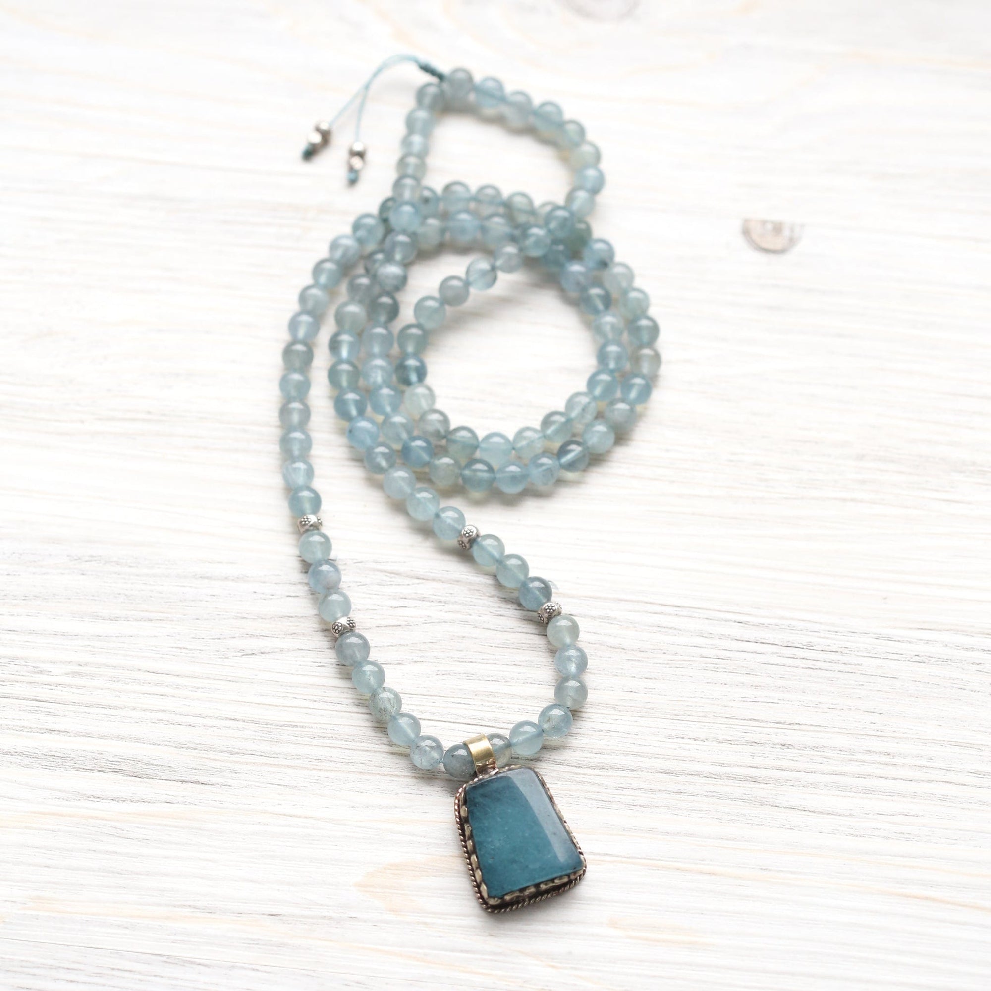 Mala Beads Aquamarine Serenity Mala Necklace ML930