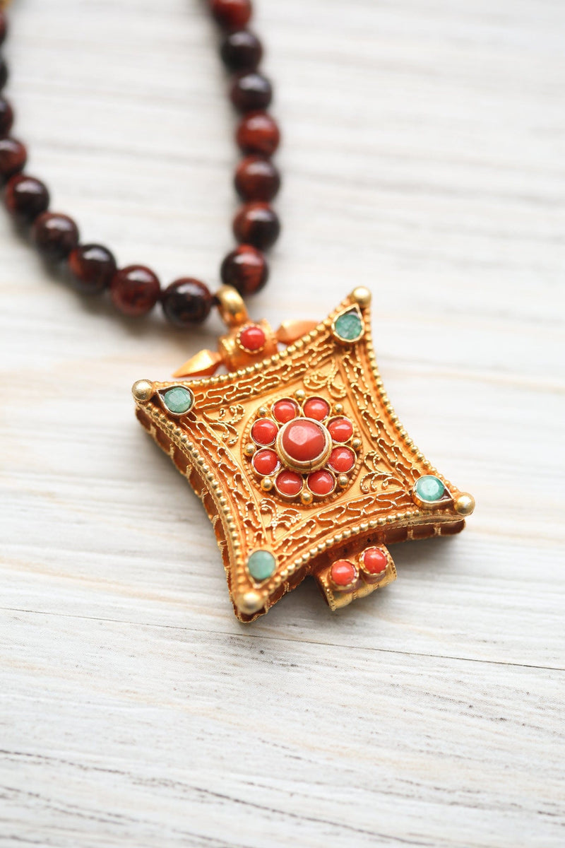 Mala Beads Sacred Jewel Gau Locket Mala ML967