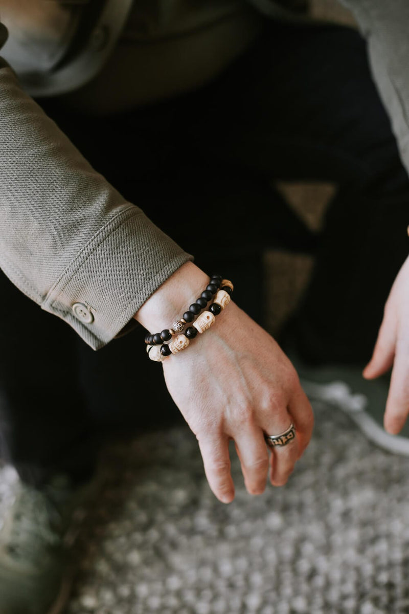Wrist Malas Onyx with Om Mani