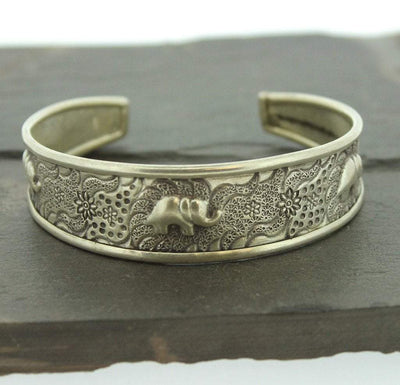 Bracelets Default Small Silver Thai Elephant Bracelet jb054
