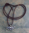 Dzi Beads Default Silver Wrapped Agate Dzi Amulet on Leather Cord dz084