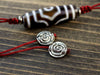 Dzi Beads,One of a Kind,Jewelry,Men's Jewelry,Men,Women Default Three Eye Dzi Bead Red Necklace dz111