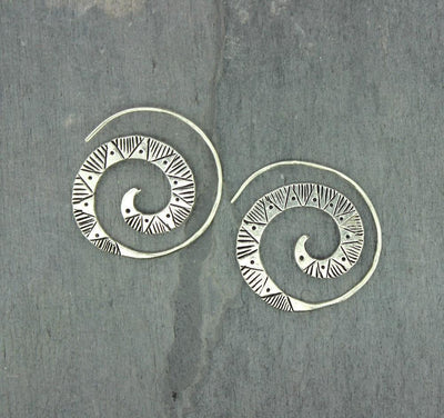 Earrings Default Large Hill Tribe Silver Swirl Earrings je221