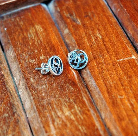 Tiger TIger Earrings Default Small Circle Om Sterling Silver Earrings