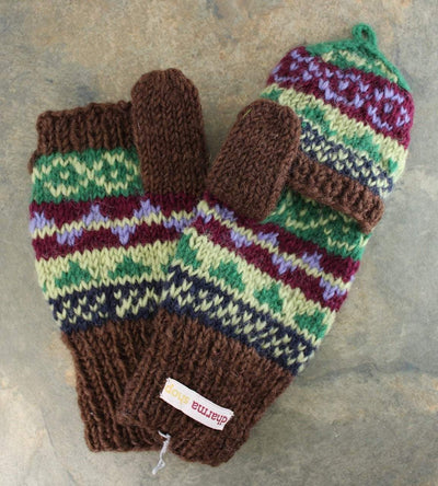 Gifts,Tibetan Style Default Himalayan Convertable Wool Mittens wo022