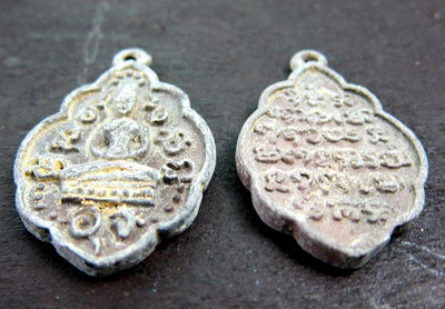 Jewelry,New Items,Buddha,Under 35 Dollars Oxidized 2 sided Thai Buddha Amulet jpthai22