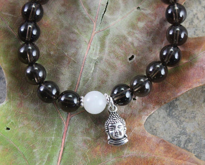 Jewelry,New Items Default Smoky Quartz Buddha Wrist Mala wm171