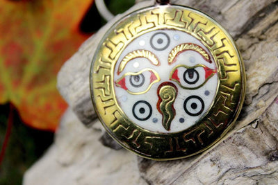 Jewelry,New Items,Gifts,Buddha,Under 35 Dollars Default Double Dorje And Buddha Eyes Pendent jp350