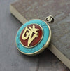 Jewelry,New Items,Om Default Turquoise and Coral Tibetan Om Pendant jp313