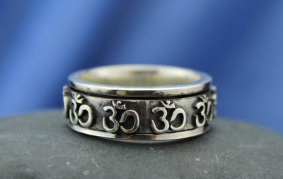 Jewelry,New Items,Om,Men's Jewelry 7 1/2 Spinning Sterling Silver OM Ring jr146.075