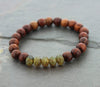 Jewelry,New Items Small (fits wrists up to 6 1/2 inches) Amber Czech and Wood Bead Bracelet wm279small