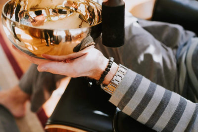 Mala Beads Aged Dark Rudraksha Mala & Bracelet Set