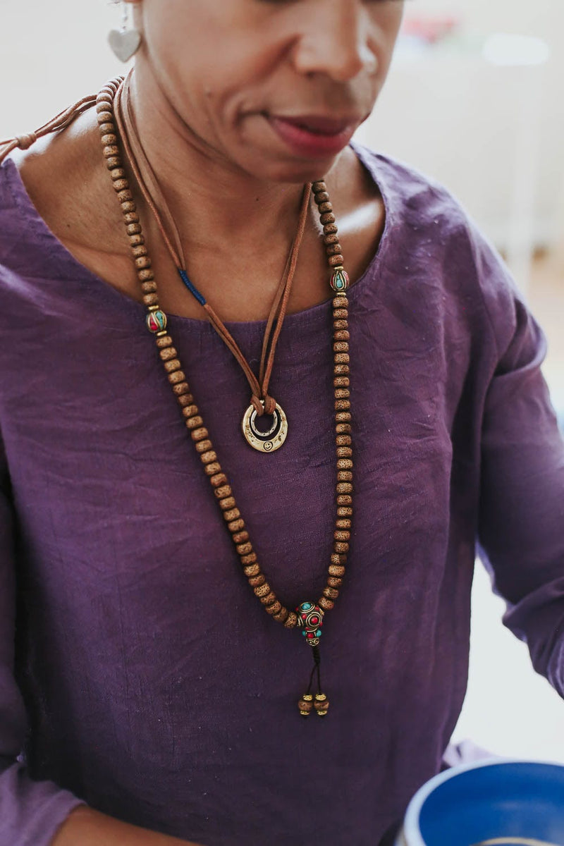 Mala Beads Divine Lotus Seed Mala with Vintage Beads ML601