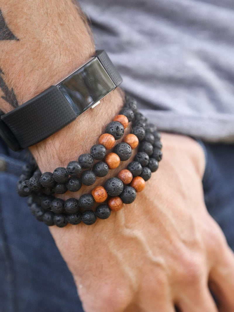 Mala Beads Lava Rock and Rosewood Tibetan Mala ML534