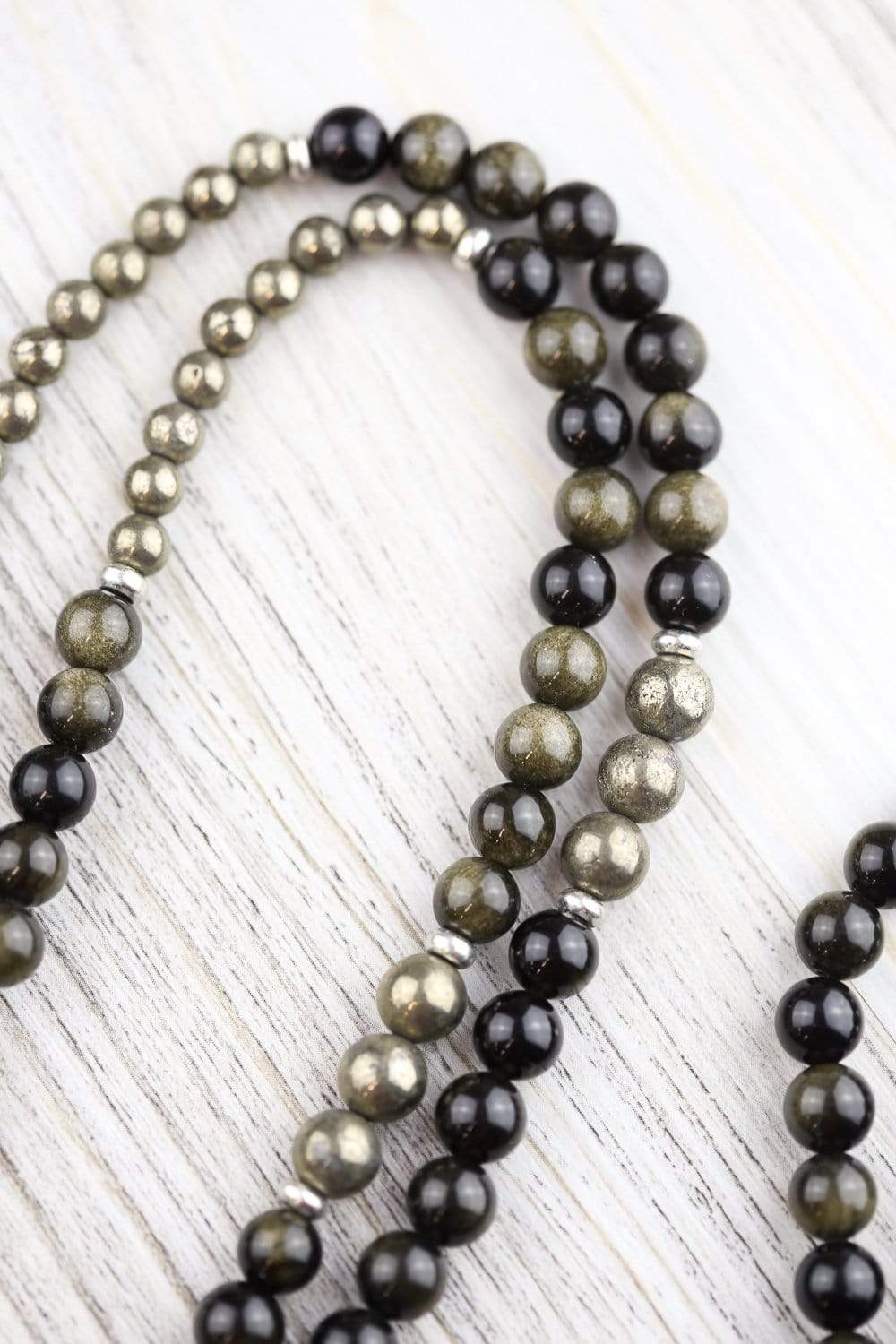 Mala Beads Protective Obsidian and Tibetan Pendant Mala ML590