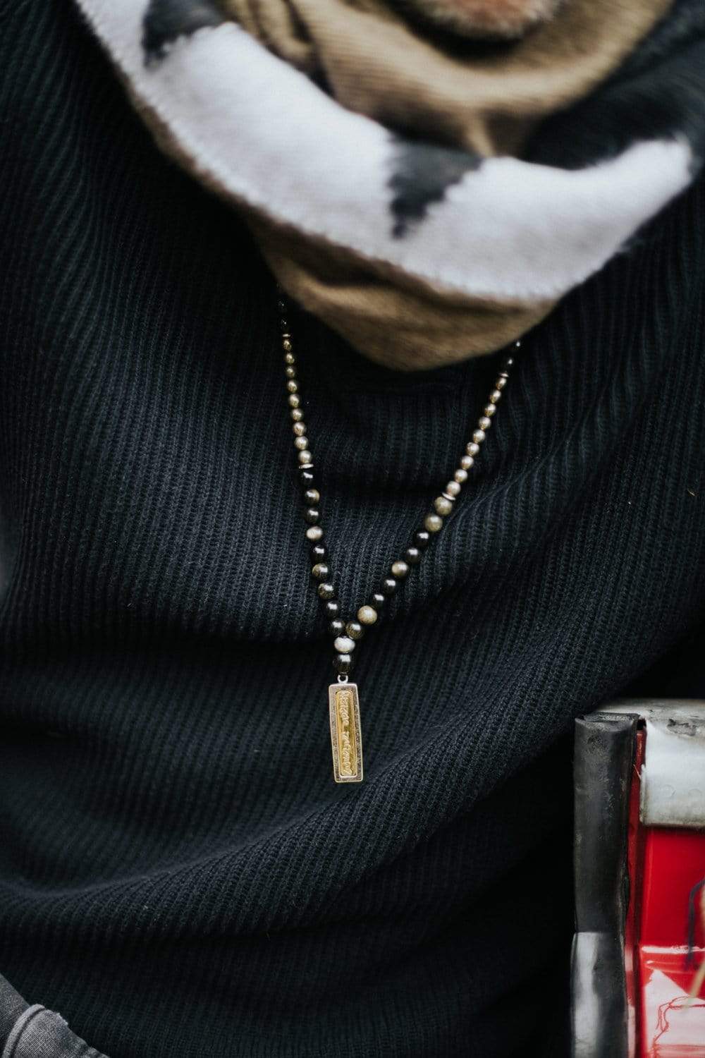 Mala Beads Protective Obsidian and Tibetan Pendant Mala ML590