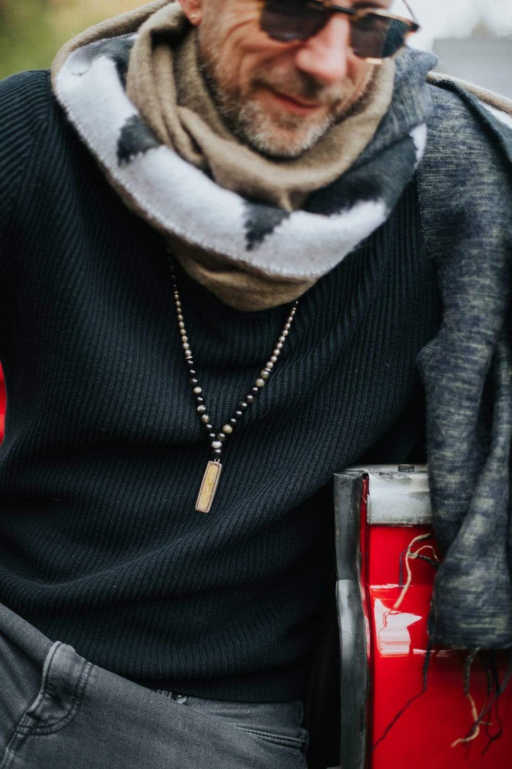 Mala Beads Protective Obsidian and Tibetan Pendant Mala ML590