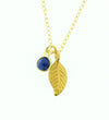 Necklaces Default Gold Feather and Lapis Necklace jn320
