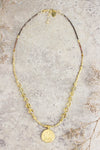 Necklaces Default Gold Om and Garnet Necklace jn051