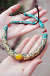 Necklaces Default Vintage Amber and Turquoise Necklace jn165