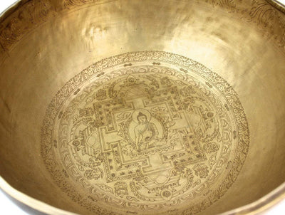 Singing Bowls,One of a Kind,Meditation,New Items,Om,Tibetan Style,Deities,Men,Women Default Tibetan Masterpiece Medicine Buddha Singing Bowl 14 Inch SB159