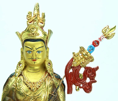 Statues,Buddha Default 8 Inch Hand Painted Gold Guru Rinpoche st061