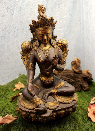 Statues,Gifts,New Items,Tibetan Style Default 13 Inch Ceramic Green Tara Statue st083