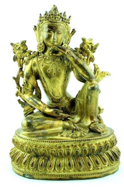 Statues,New Items,Buddha Default Washed in Gold Bodhisttva Statue From Nepal st057