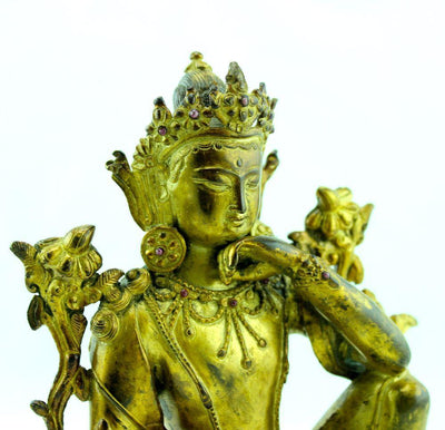Statues,New Items,Buddha Default Washed in Gold Bodhisttva Statue From Nepal st057