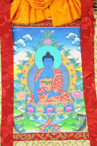 Thangkas Meditating Medicine Buddha Framed Thangka TH177