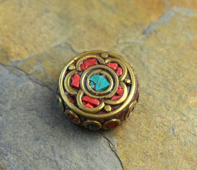 Tibetan Beads,New Items,Under 35 Dollars Default Tibetan Flower Disc Bead be095