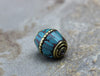 Tibetan Beads,New Items,Under 35 Dollars,Turquoise Default Round Brass, Coral and Turquoise Tibetan Bead 12mm be073