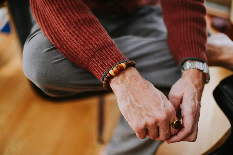 Wrist Malas Bodhi Seed and Amber Wrist Mala
