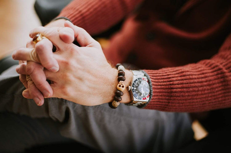 Wrist Malas Default Tibetan Skull Mastodon and Rudraksha Wrist Mala wm200