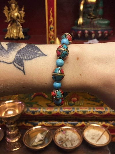 Wrist Malas Default Traditional Tibetan and Turquoise Bead Bracelet wm169