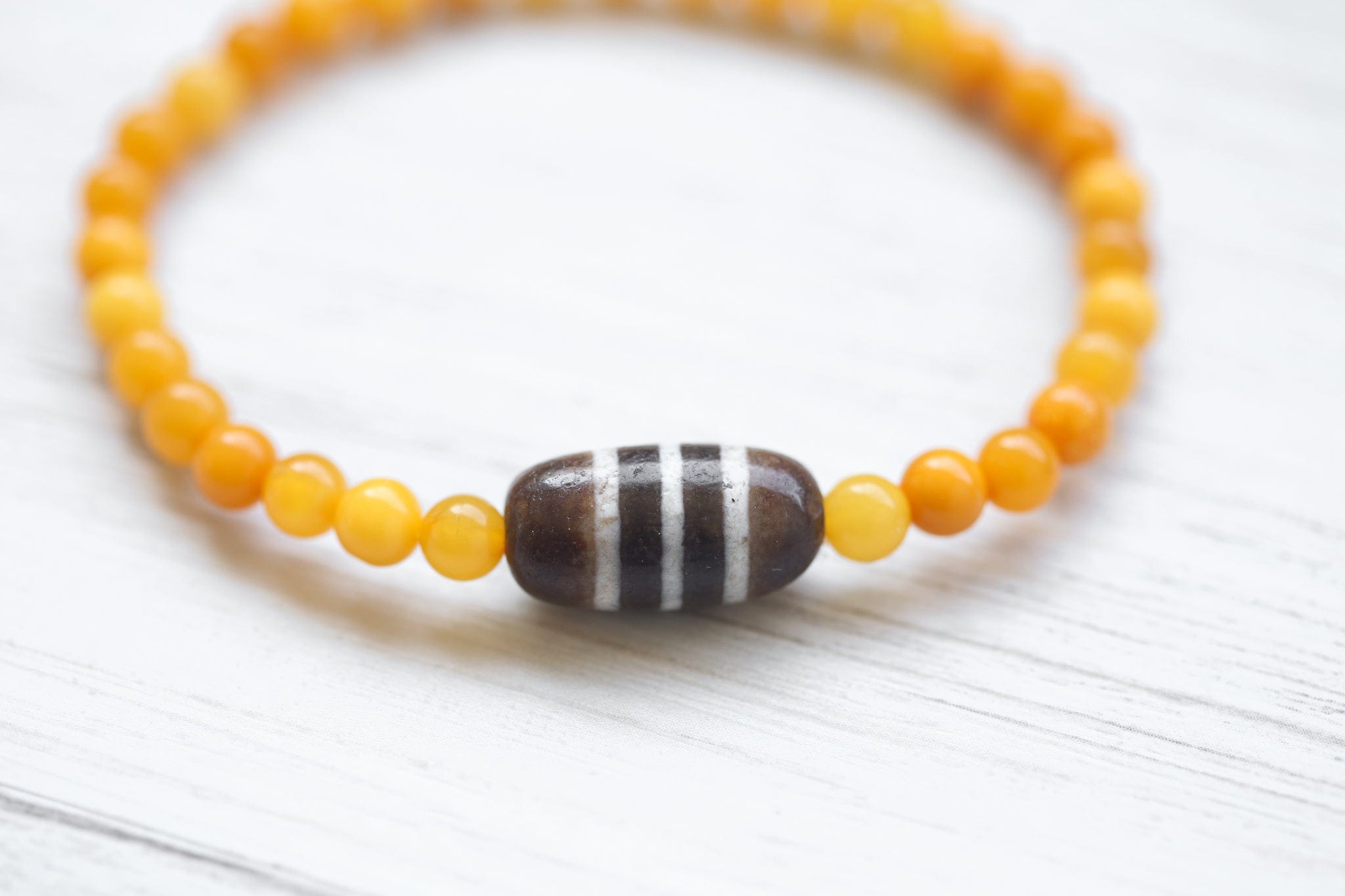 Bracelets Baltic Amber Striped Dzi Bracelet JB784