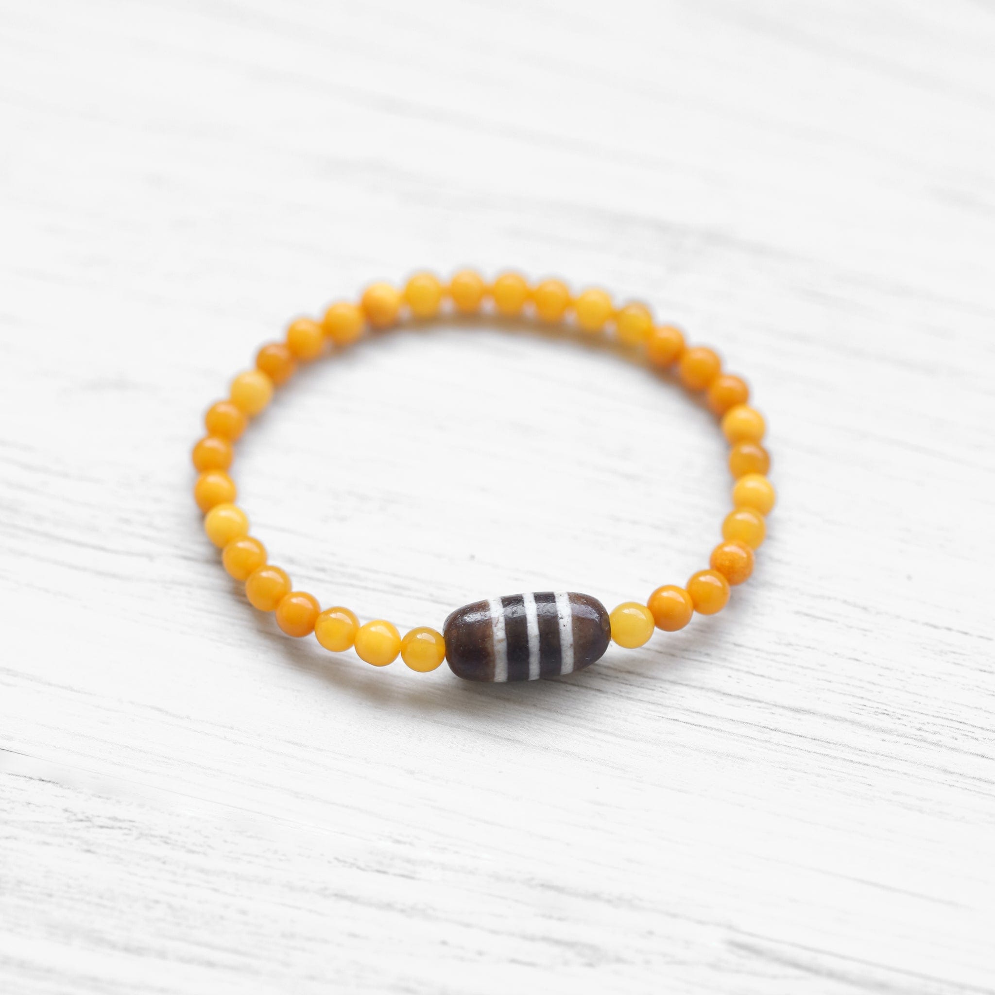 Bracelets Baltic Amber Striped Dzi Bracelet JB784