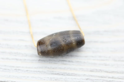 Dzi Beads Ancient Artifact Phum Dzi Bead - Caramel Stone Grain DZ183