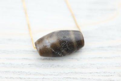 Dzi Beads Ancient Artifact Phum Dzi Bead - Caramel Stone Grain DZ183