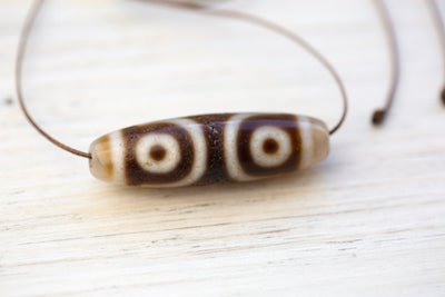 Dzi Beads Translucent Three Eye Dzi Bead DZ221