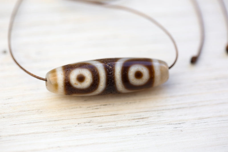 Dzi Beads Translucent Three Eye Dzi Bead DZ221