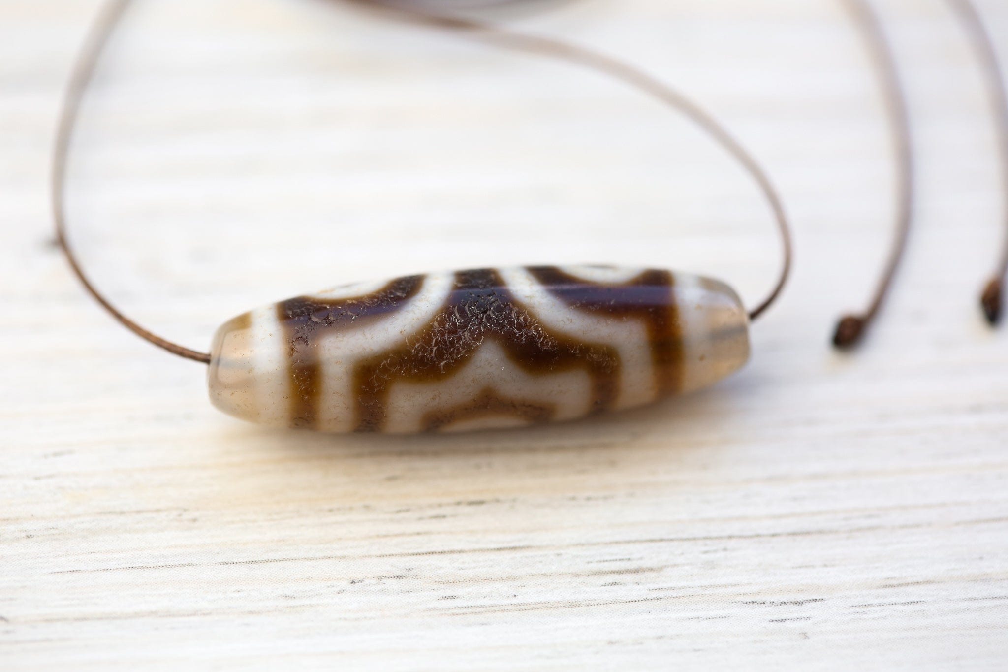 Dzi Beads Translucent Three Eye Dzi Bead DZ221