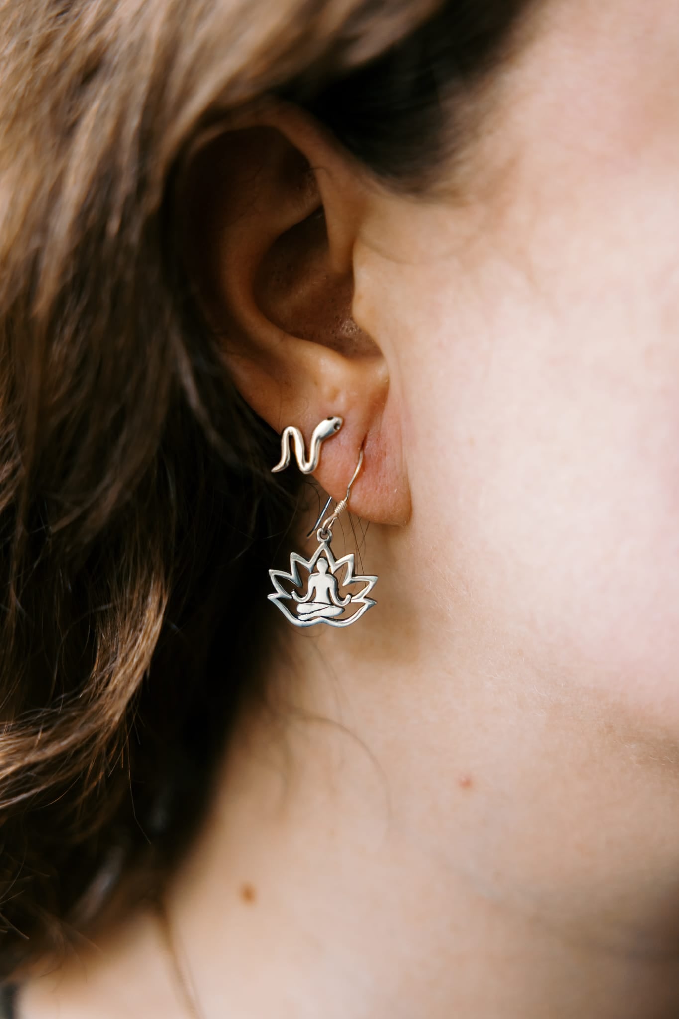 Earrings Meditating Buddha Lotus Earrings