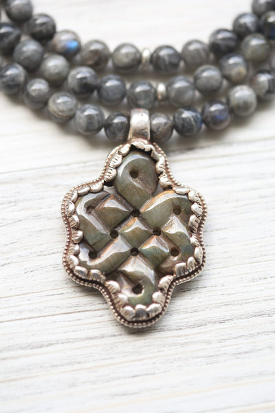 Eternal Knot Labradorite Mala Necklace ML978