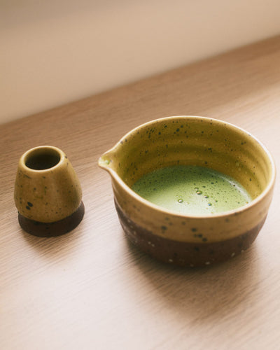 Home Matcha Bowl + Whisk Holder Himalayan Stoneware Matcha Set HOME034