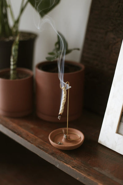 Incense Mahakala Anxiety-Relieving Sandalwood Incense + Tibetan Healing Incense Handmade by Nuns + Sandalwood Incense Cones + Sandalwood Nepali Rope Incense + Terracotta All in One Incense Burner Sandalwood Incense Set IN188