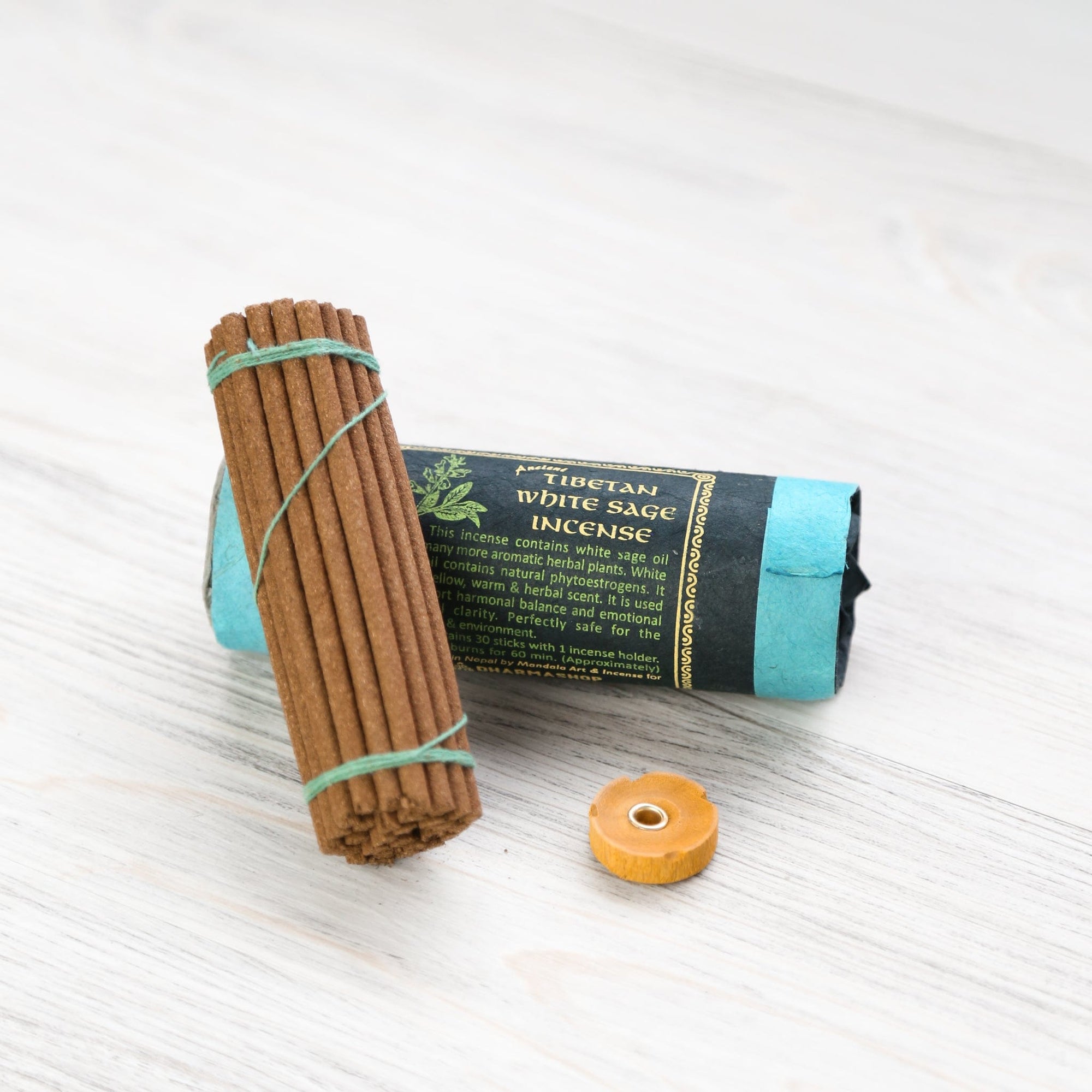 Fay Bless Handmade Rope Incense From Nepal - 2 Bundles White Sage, Natural Himalayan Herbs