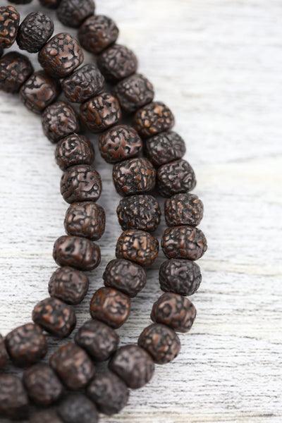 Mala Beads Aged Dark Rudraksha Mala & Bracelet Set SET011