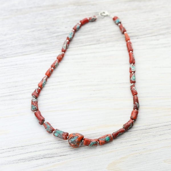 Antique Tibetan Coral Heirloom Necklace 03 - DharmaShop