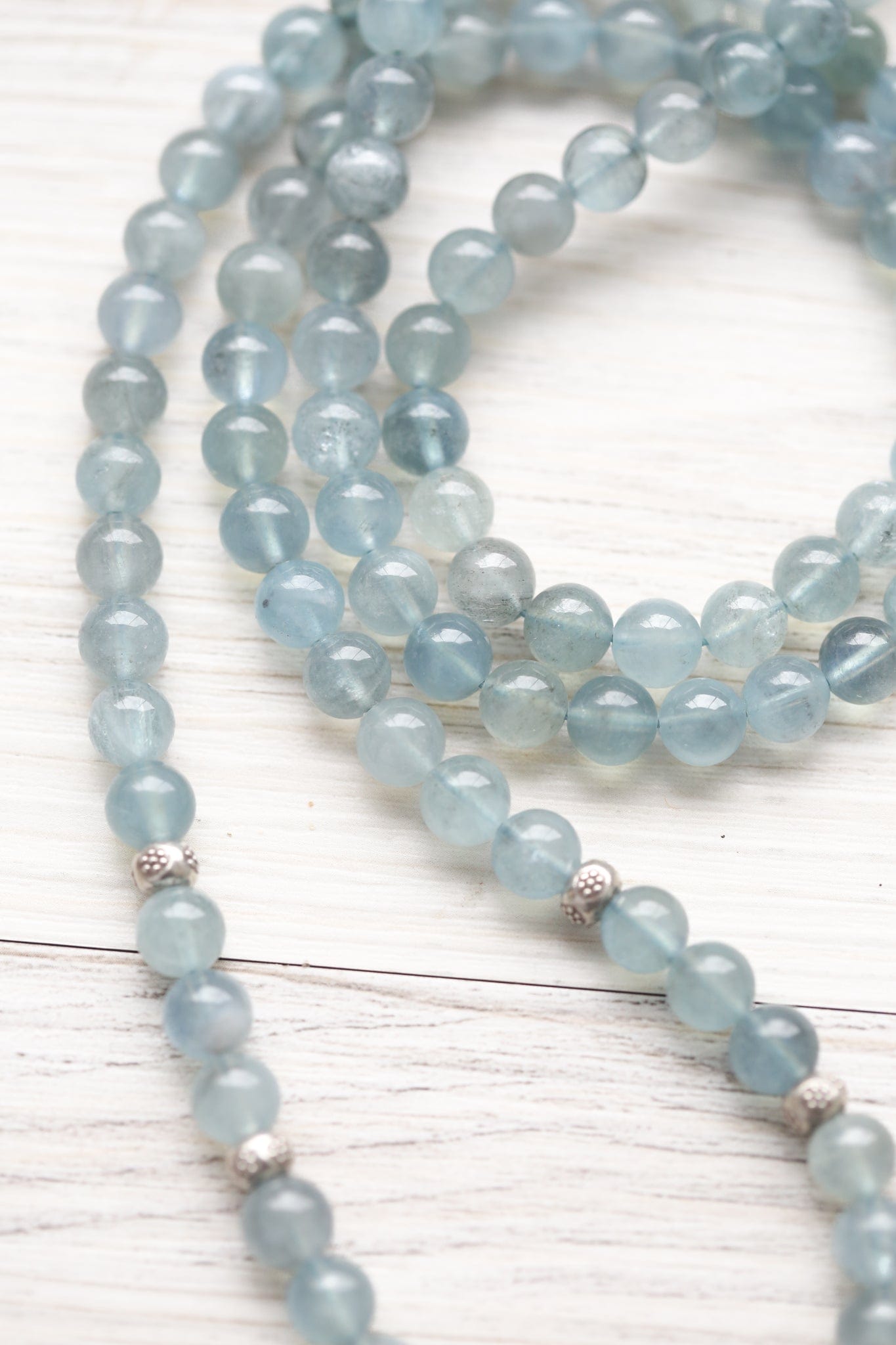 Mala Beads Aquamarine Serenity Mala & Bracelet Set